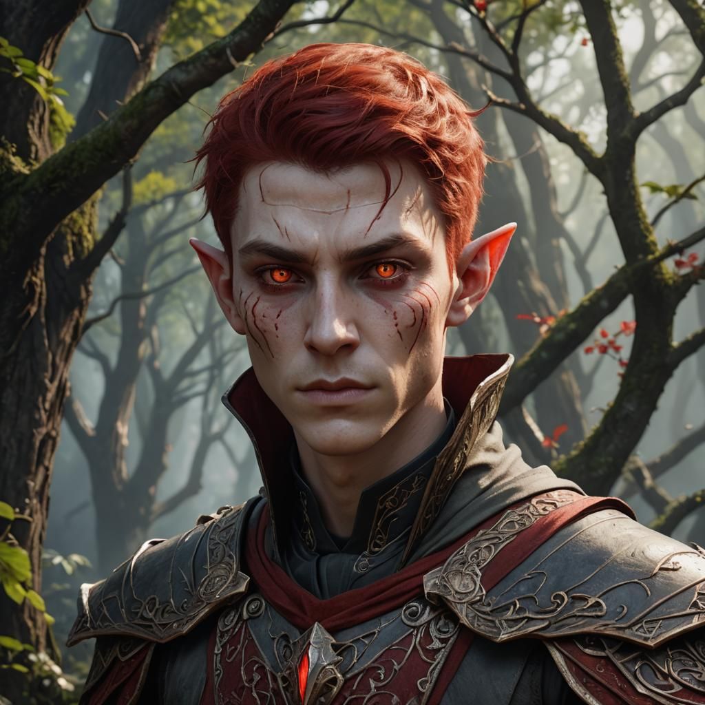 Elven Warlock Portrait in Detailed Digital Painting Style