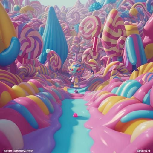 Roblox Character in Hyperrealistic Candyland Art