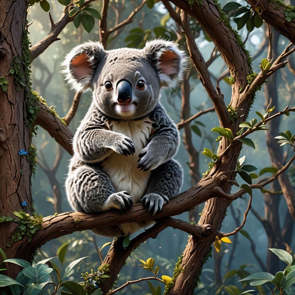 Cute Koala in Detailed Matte Painting Style