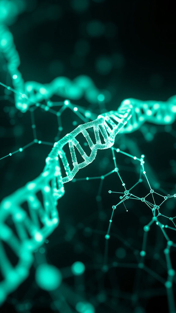 Luminous Quantum DNA Network in Biopunk Style