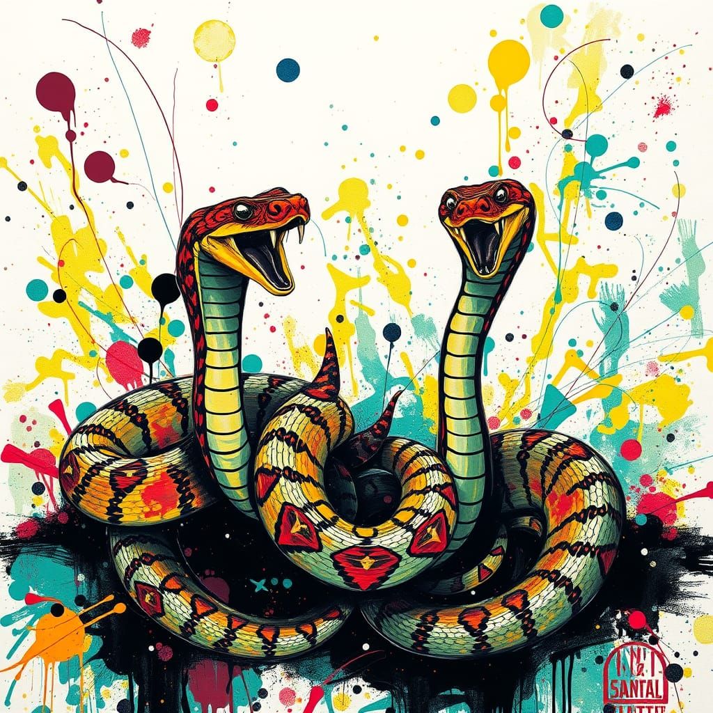 abstract paint splatter snakes