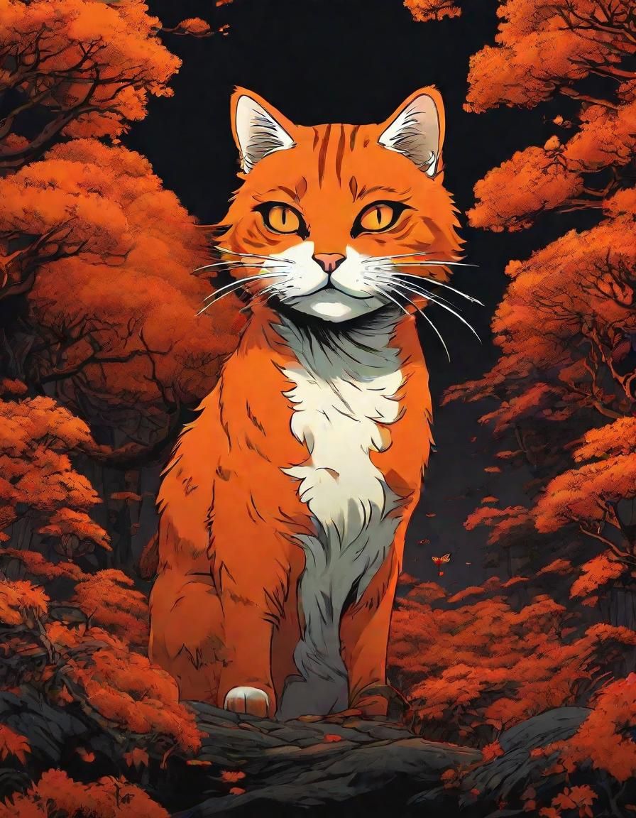 Anime Orange Cat Zombie in Studio Ghibli Style