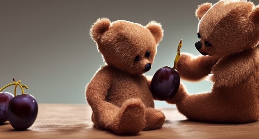 Teddy Bears Perform Grape Surgery: Detailed Photo