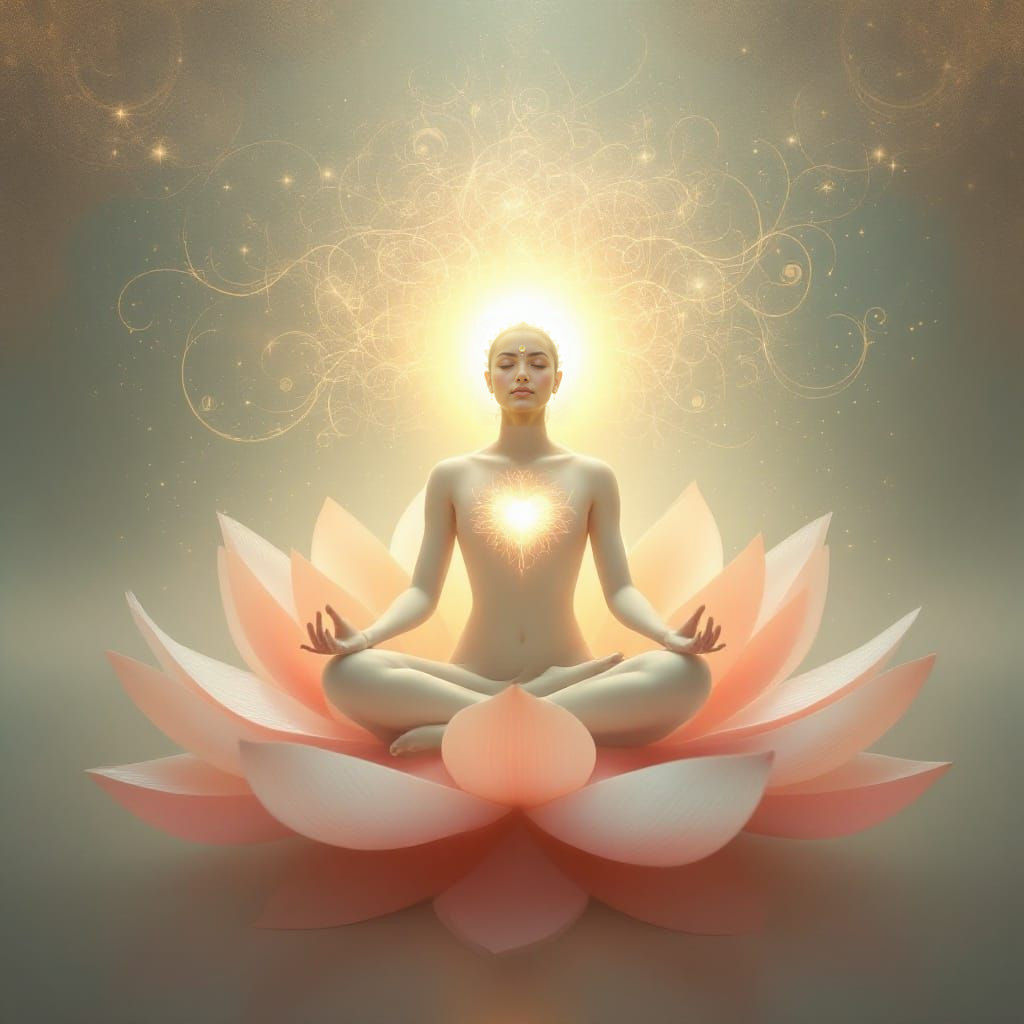 Lotus Flower Goddess in Serene Landscape