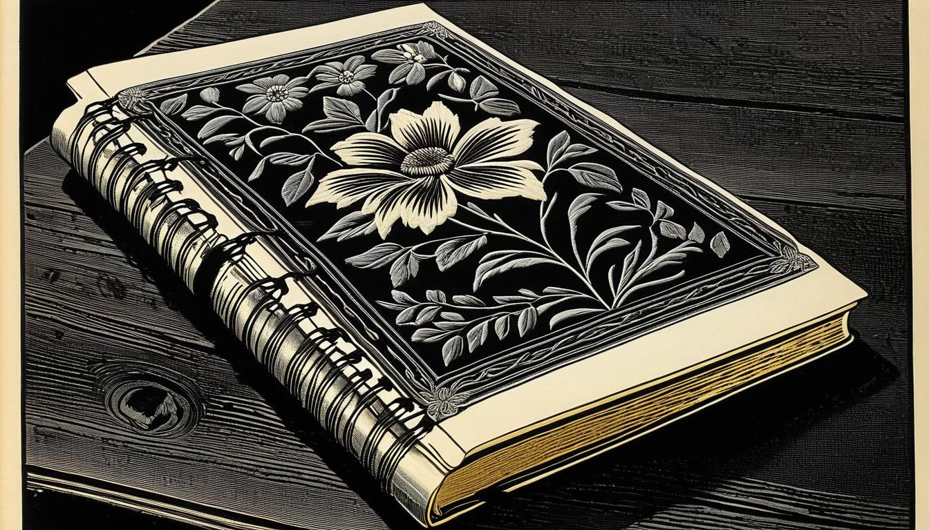 Antique French Notebook as Wood Engraving