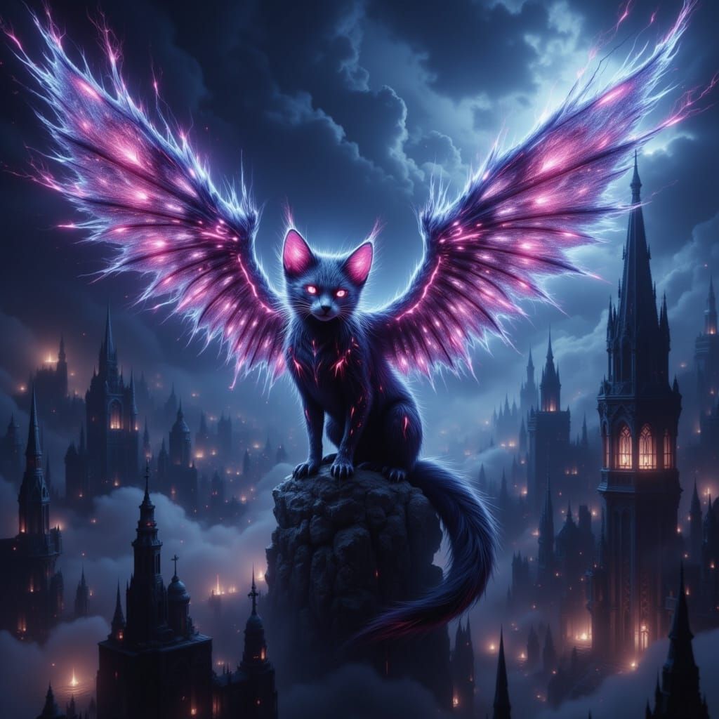 Elegant Spectral Flying Ferret Fox Hybrid in Murraypunk Flux