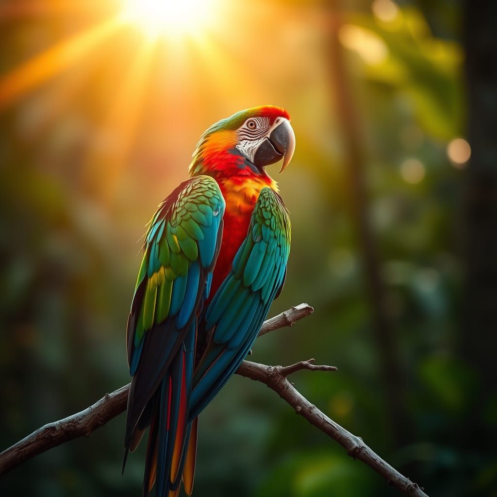 Macaw in Sunlight: Wildlife Photography Aesthetic