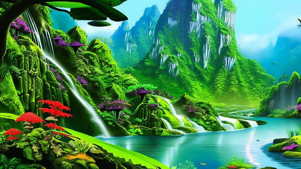 Pandora-Inspired Bioluminescent Rainforest Landscape