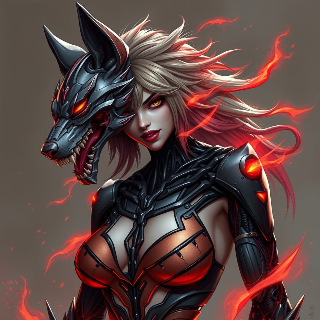 Cyberpunk Hybrid Girl Fuses with Terminator