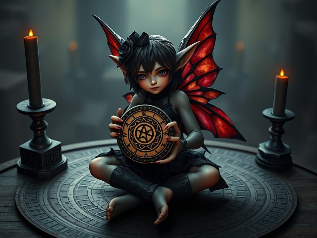 Gothic Academia Pixie with Ouija Oracle Piece
