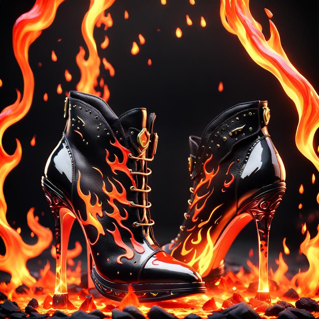 Lava High Heel Booties in 3D Anime Art