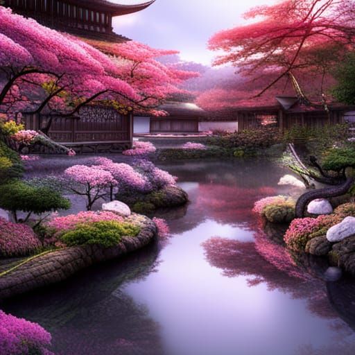Zen Japanese Garden Digital Matte Painting