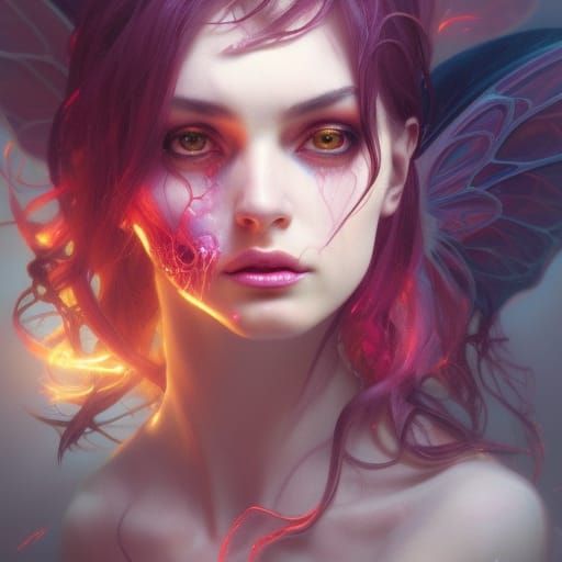 Demonic Fairy Portrait in Hyperdetailed Style