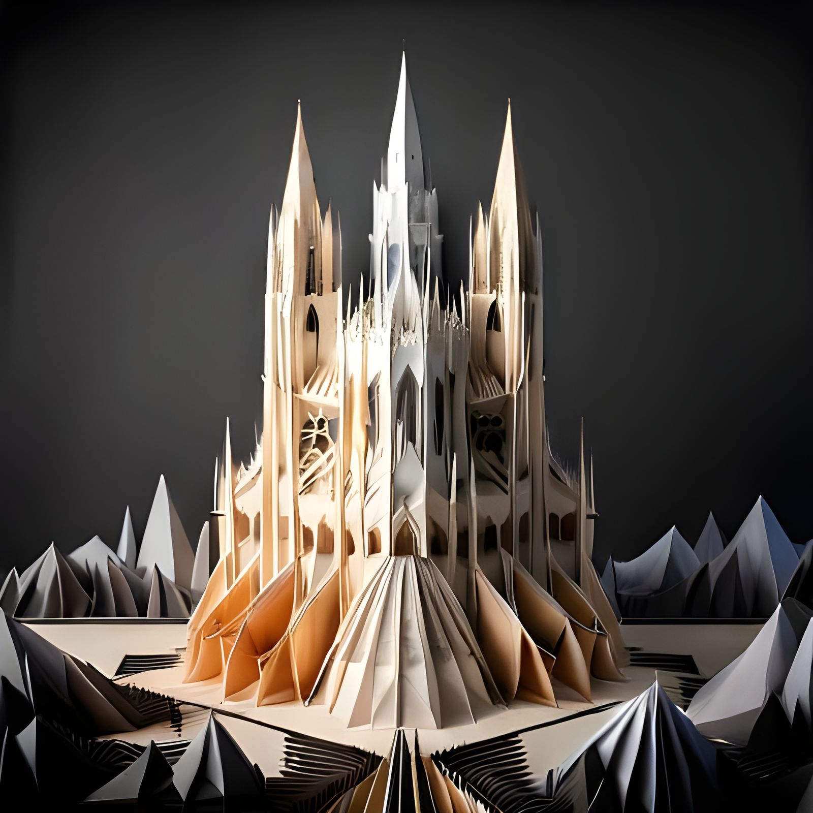 Origami Gothic Cathedral with Paper Gargoyles