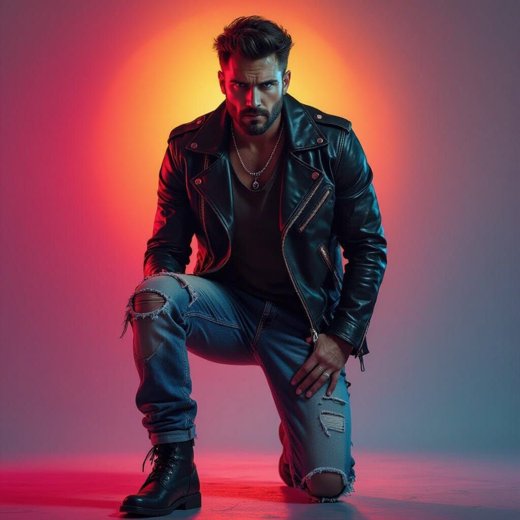 Hyperrealistic Portrait of a Man with Prosthetic Leg