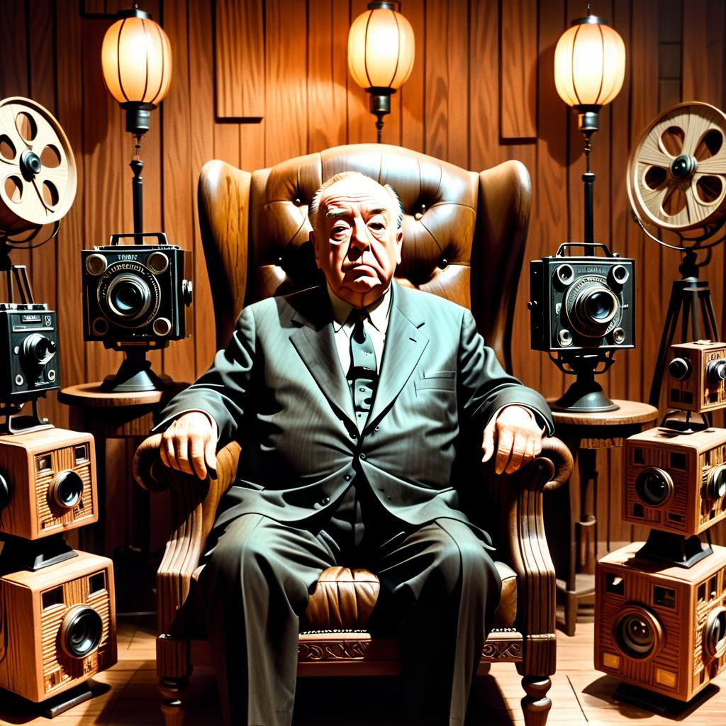 Hitchcock in Surreal Wood Carving