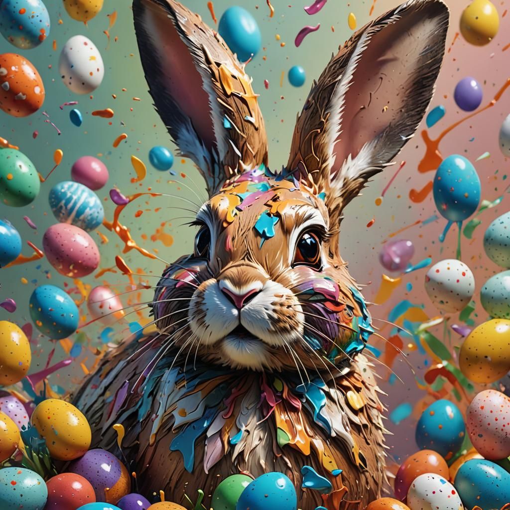 Hyperrealistic Easter Bunny in Splash Art Style