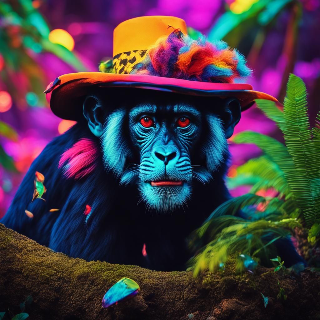 Surreal Amazon Jungle Landscape with Neon Synthwave