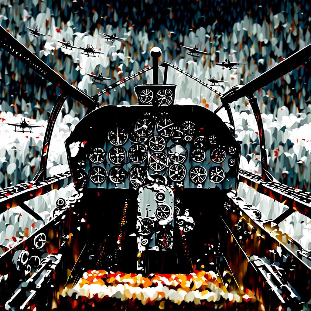 WW1 Airplane Cockpit View of Dogfight