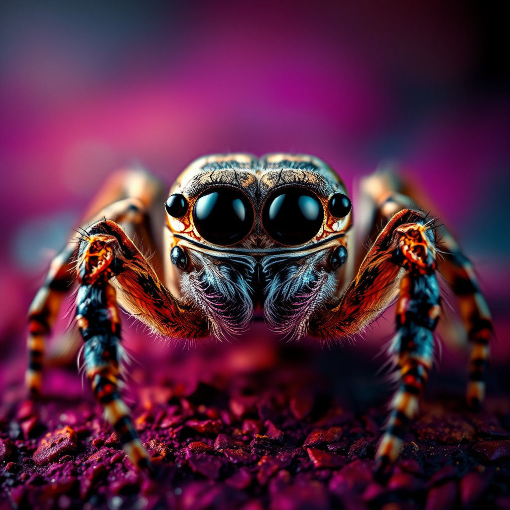 Hyper-Realistic Jumping Spider Splash Art