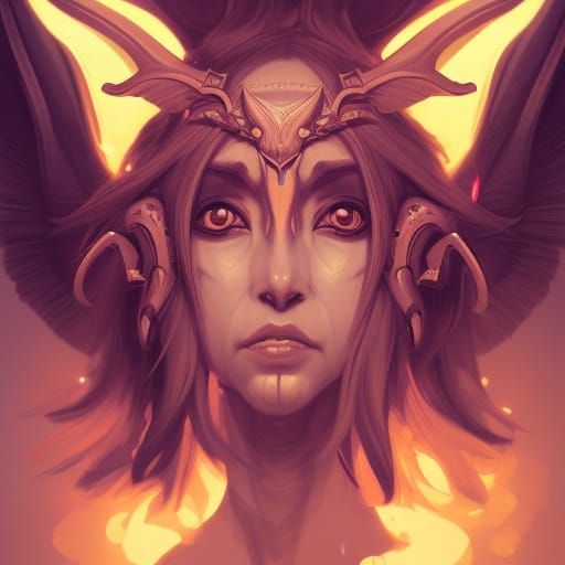 Chibi Baphomet Portrait in Digital Art Style