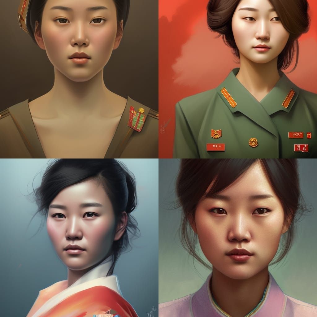 Hyperdetailed Portrait of North Korean Women