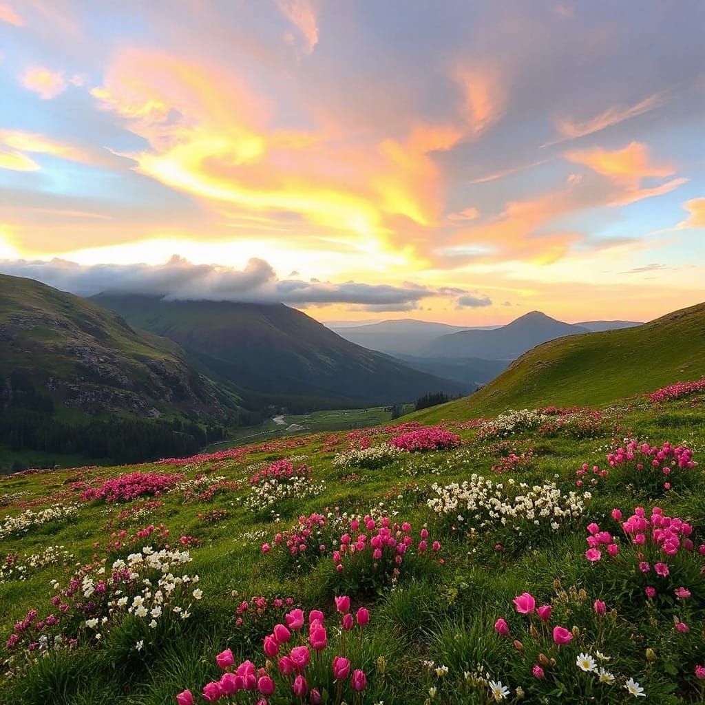 Vibrant Highland Spring Landscape