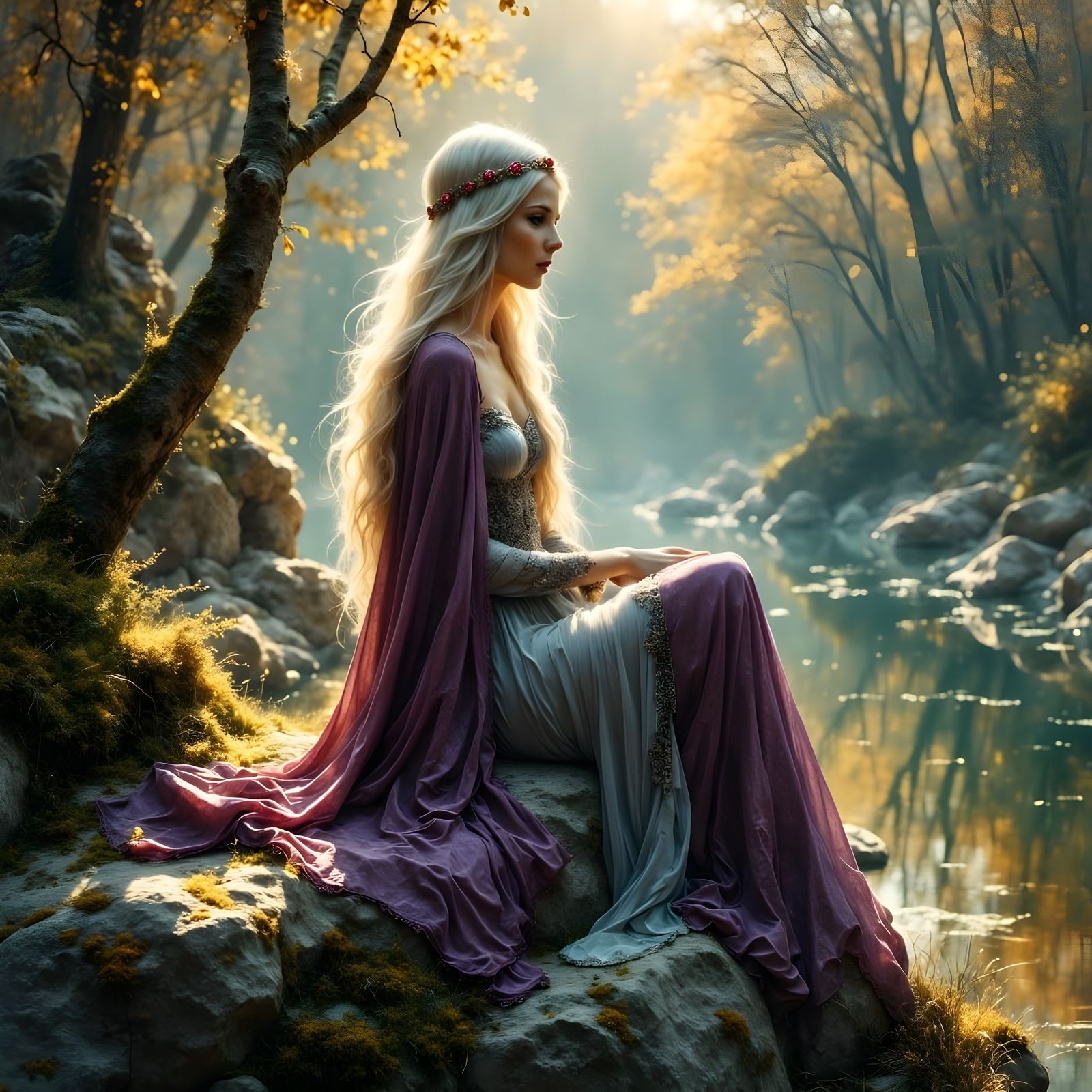 Norse Goddess in Idyllic Landscape