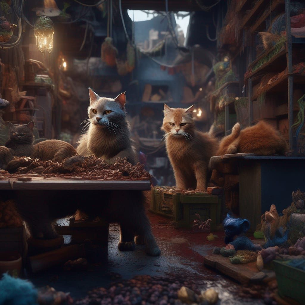 Cats at Work: Detailed Fantasy Concept Art