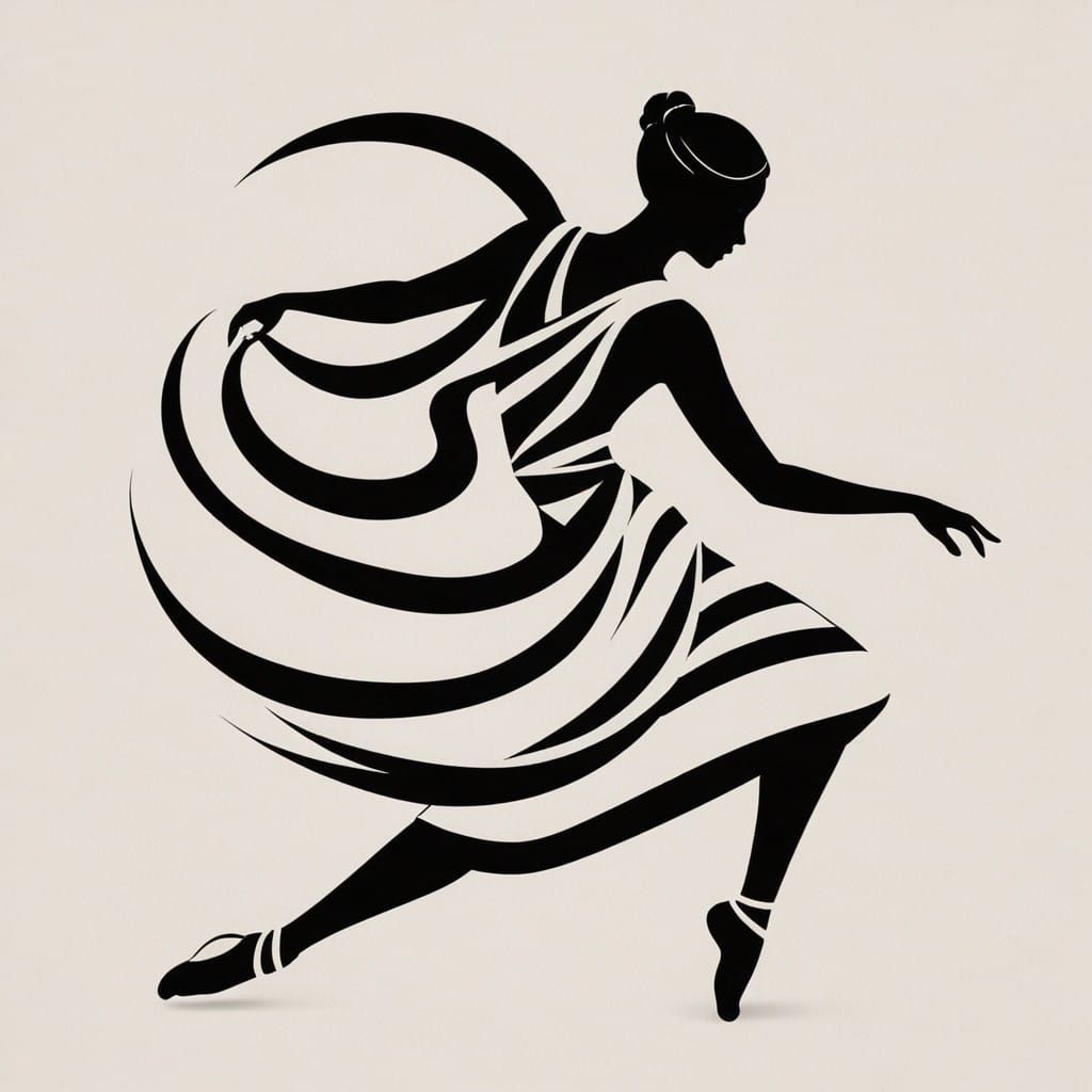 A dancer drawn with calligraphic lines, minimalist