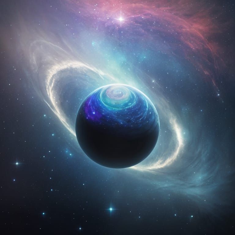 Rugby Ball in Cosmic Watercolor Dreamscape