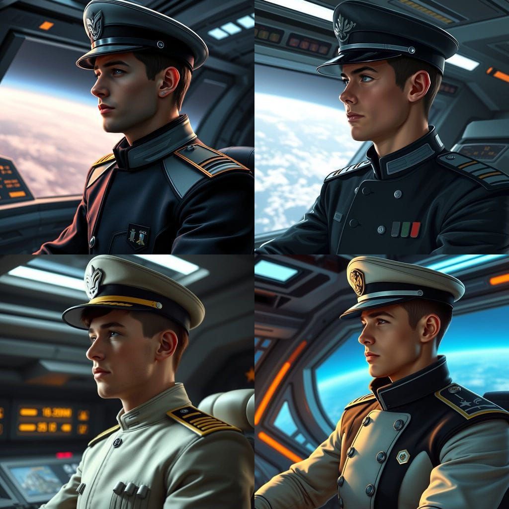 Cyberpunk Sci-Fi Admiral in Futuristic Space Command