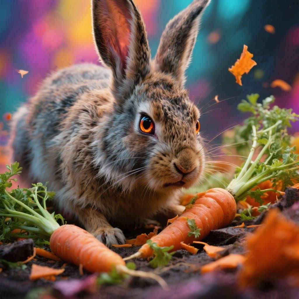 Hyperrealistic Angry Rabbit in Macro View