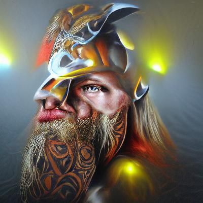 Viking Warrior: Detailed Maximalist 3D Artwork
