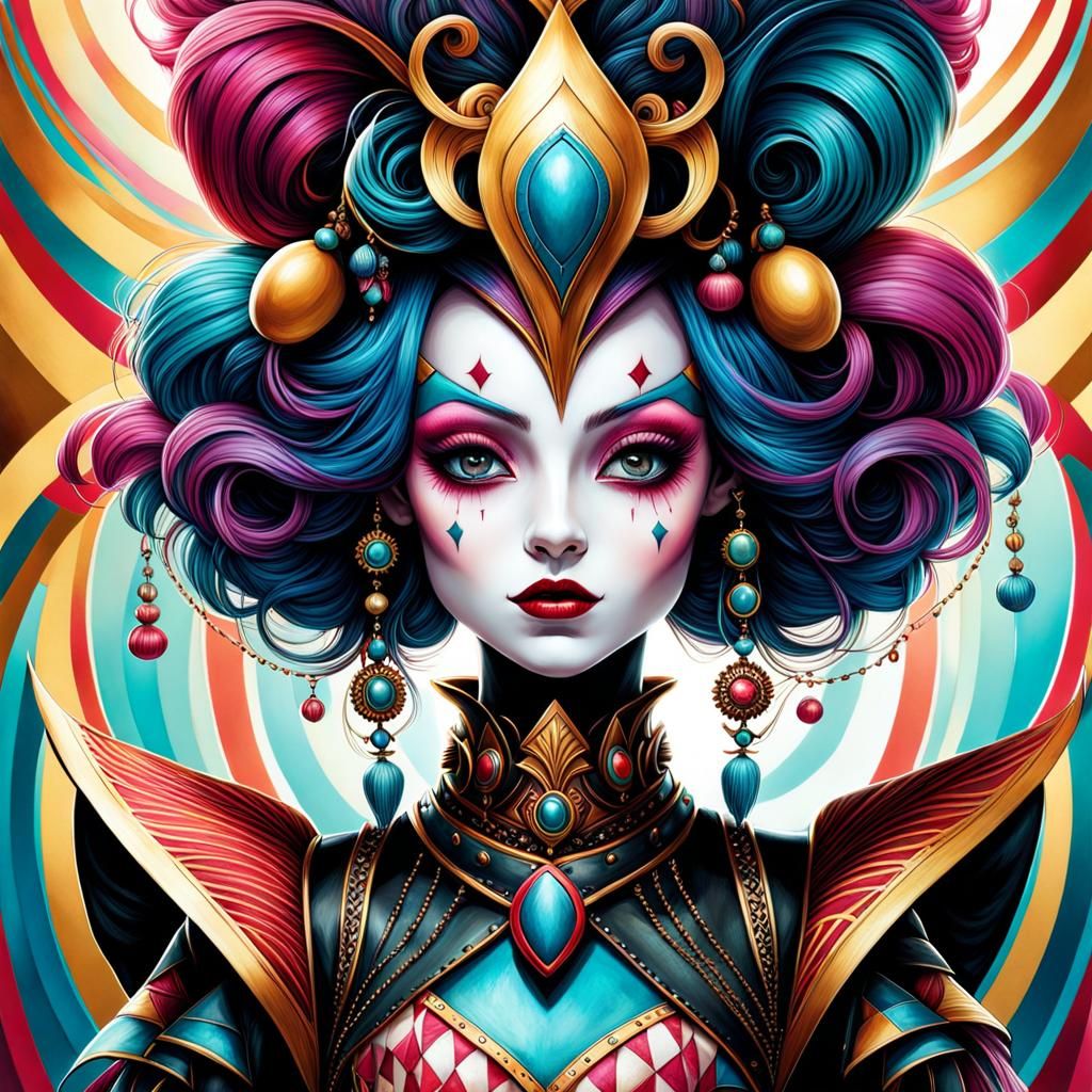 HarlequinPunk Close-Up: Hyperdetailed Digital Art