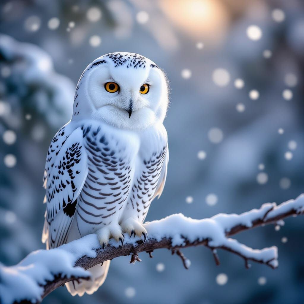 Majestic Snowy Owl in Soft Morning Light