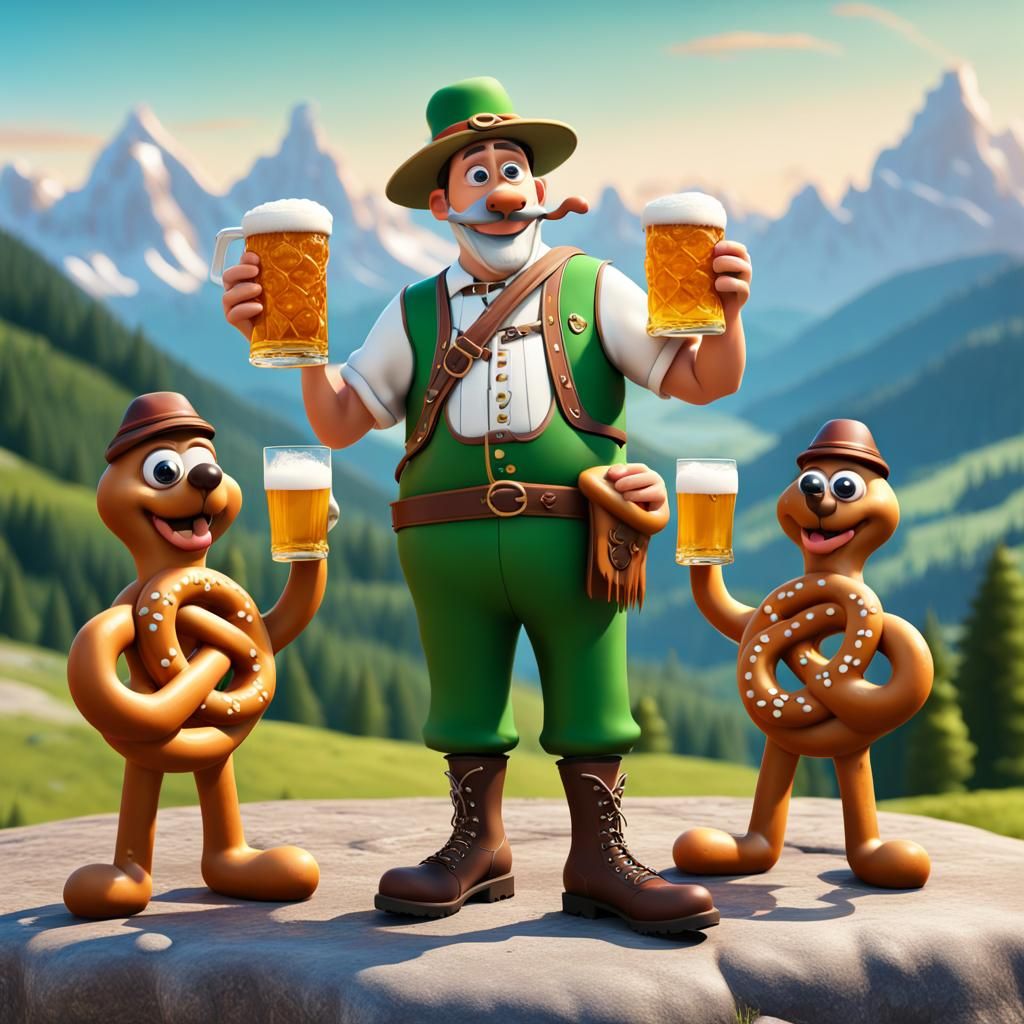 Pretzel People Celebrate in the Bavarian Alps