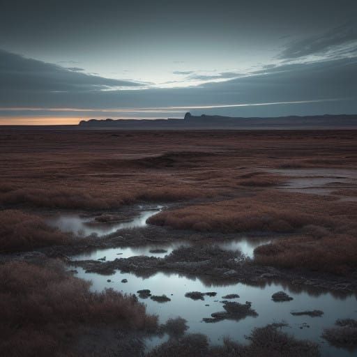 Hyperrealistic End of Time Landscape in Golden Light