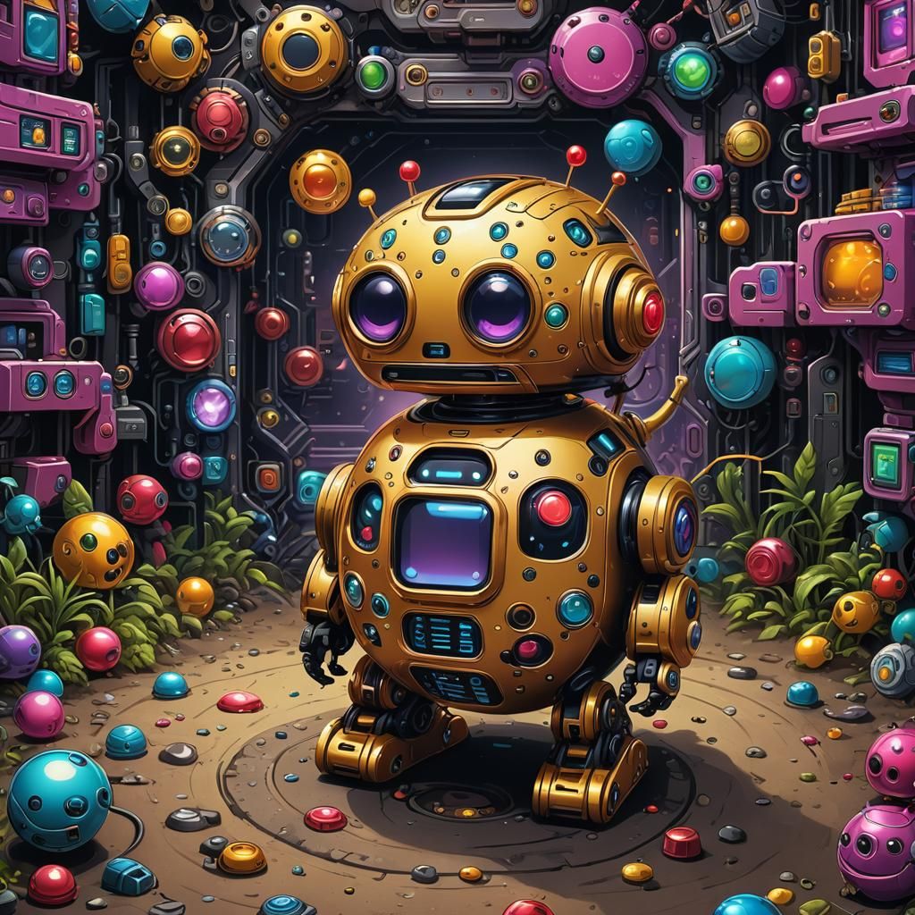 Robot Tamagotchi: Detailed Matte Painting