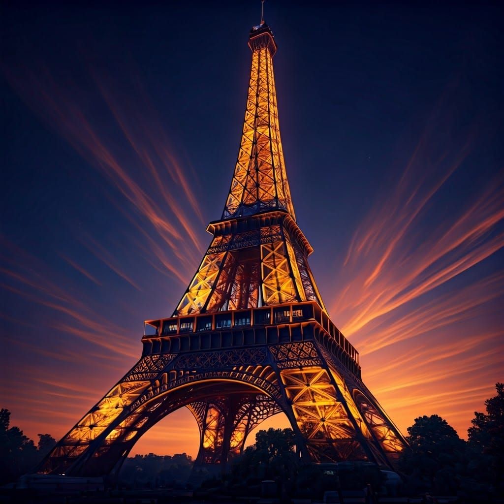 Fantastical Eiffel Tower Matte Painting