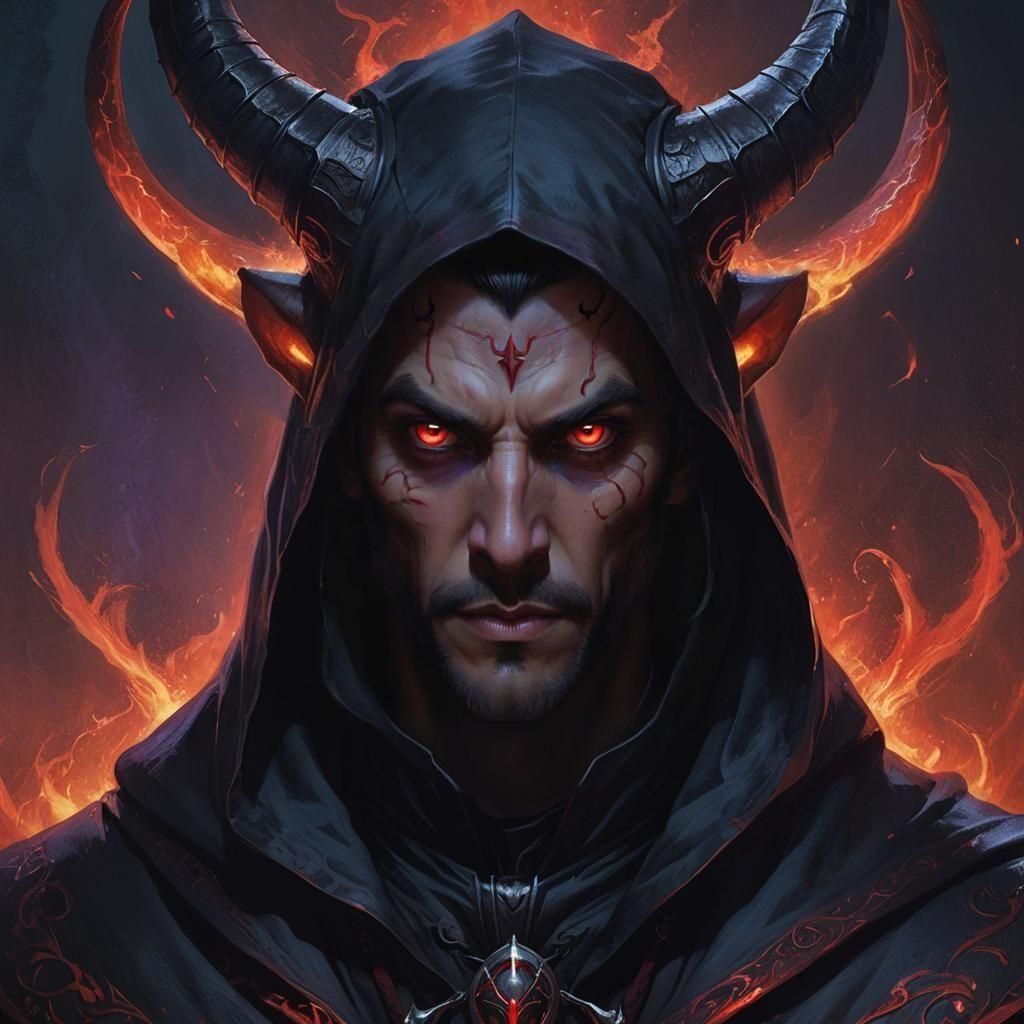 Mysterious Tiefling Rogue in Dark Cloak