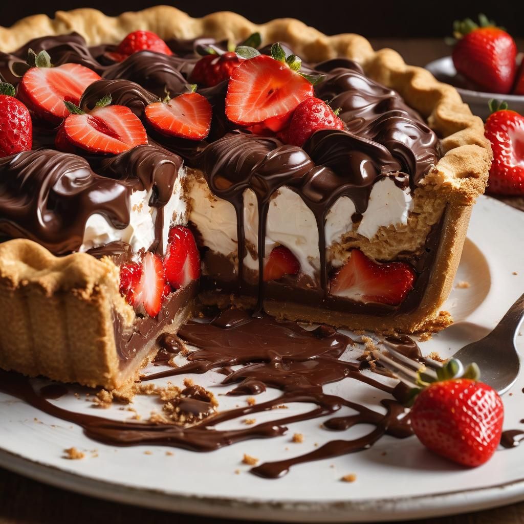 Chocolate Strawberry Pie Still Life Painting