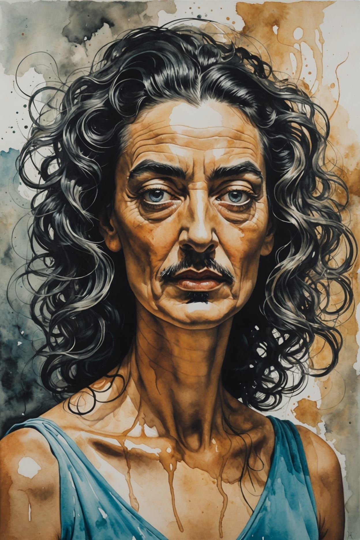 Surreal Watercolor Portrait with Wet Wash Effect