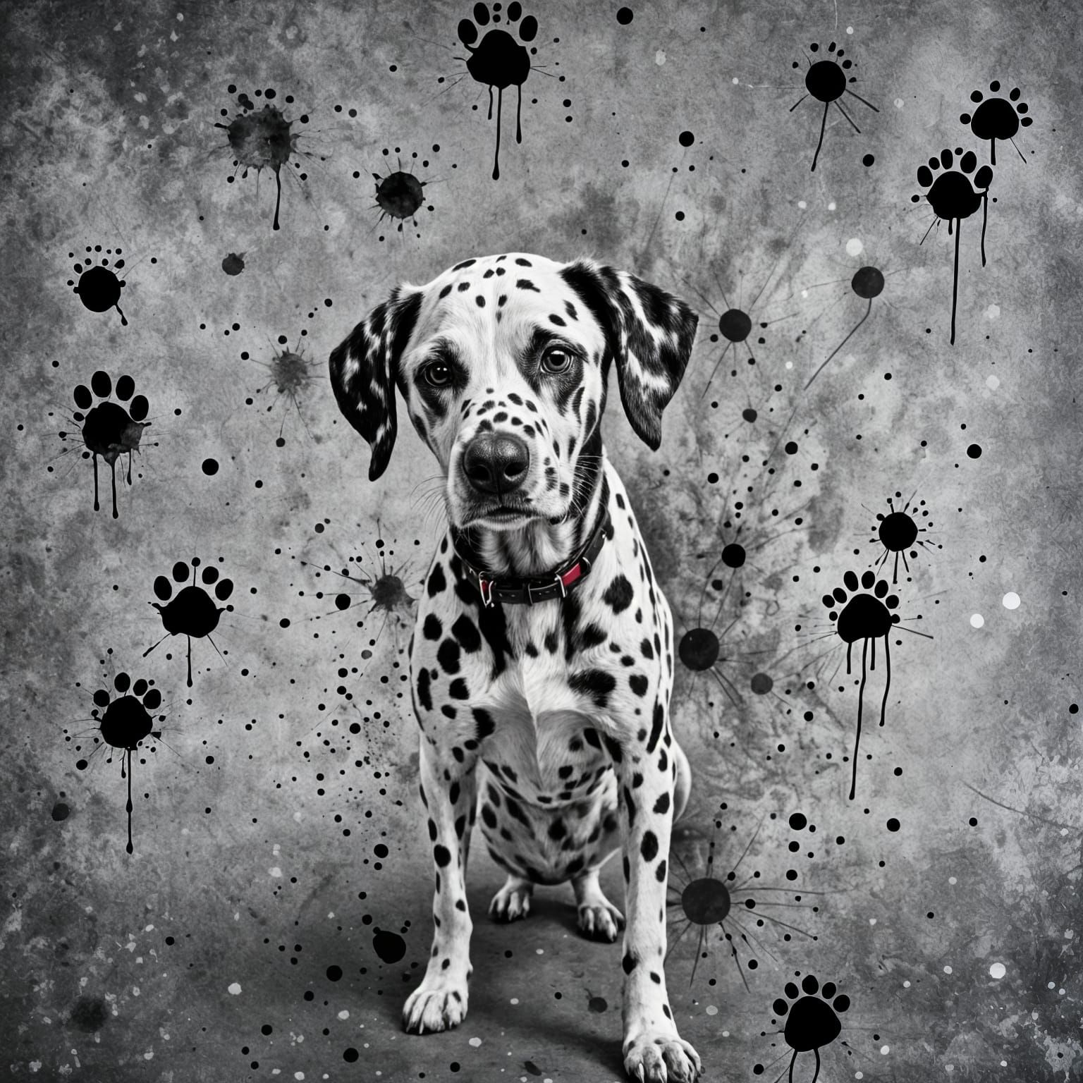 Dalmatian Dog in Ink Splatter Art