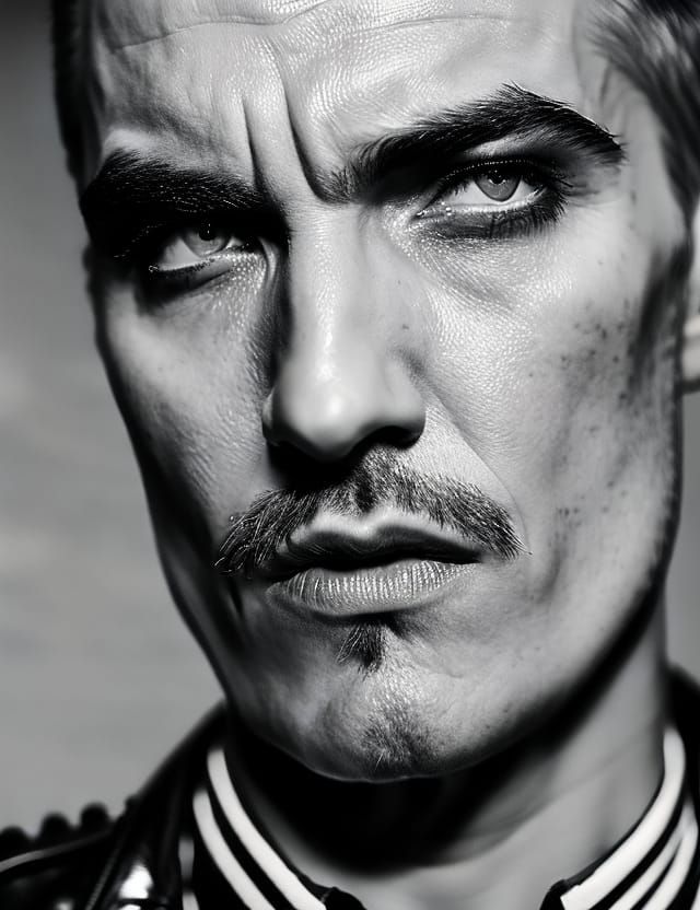 Punk Vampire Portrait in High Contrast Black and White