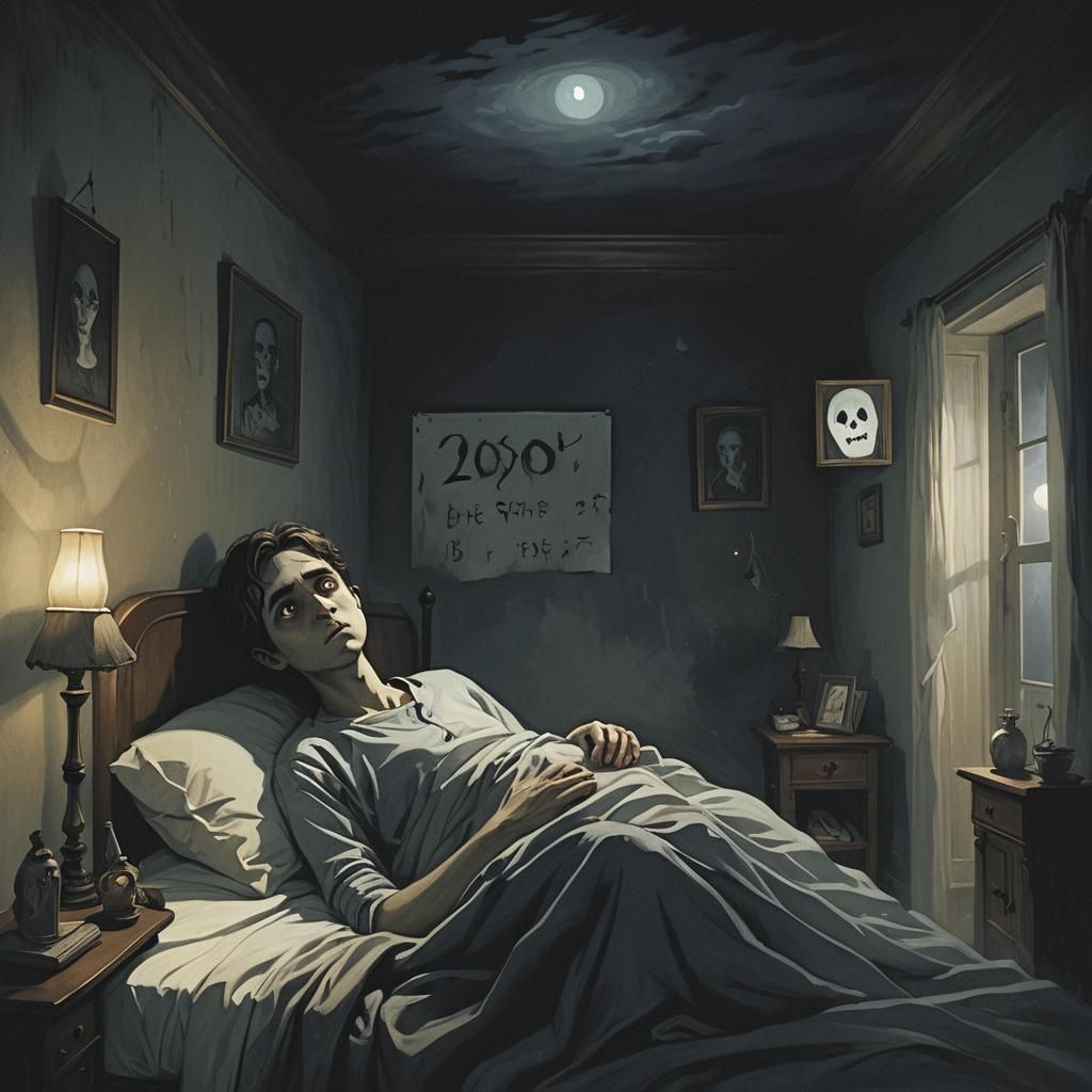 Haunting Dream: Ghostly Figure in Art Nouveau Style