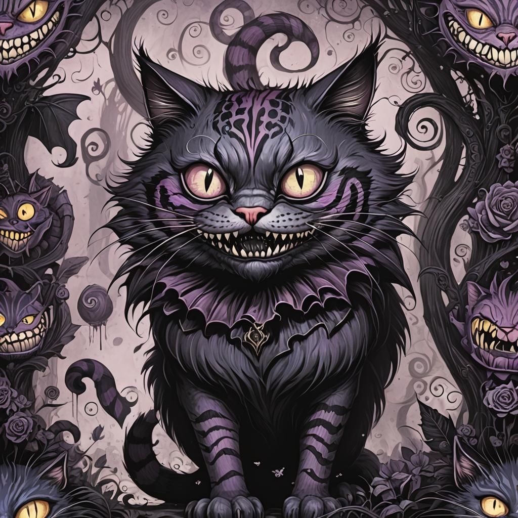 Gothic Cheshire Cat Illustration