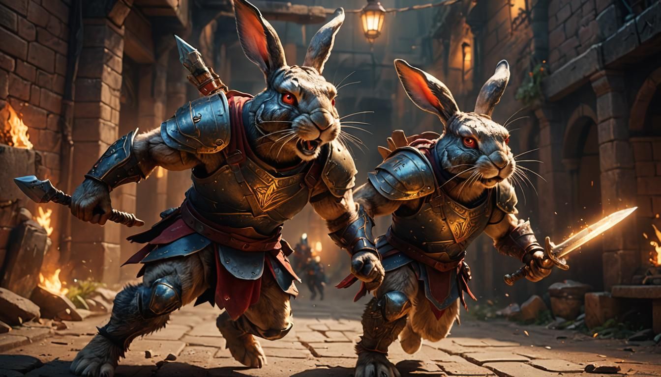 Fierce Rabbit Gladiator Concept Art in 8K