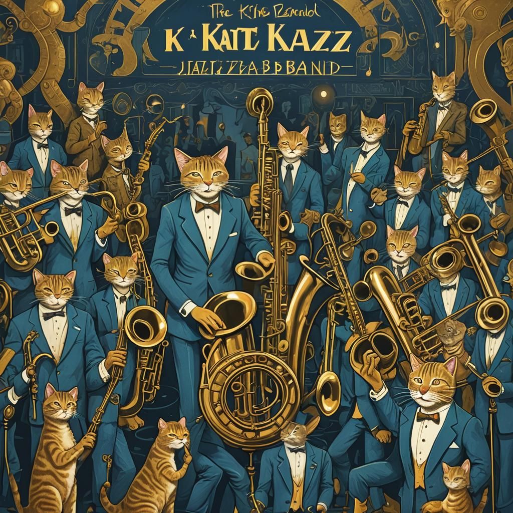 Anthropomorphic Cats Jazzband on Vintage Record Sleeve