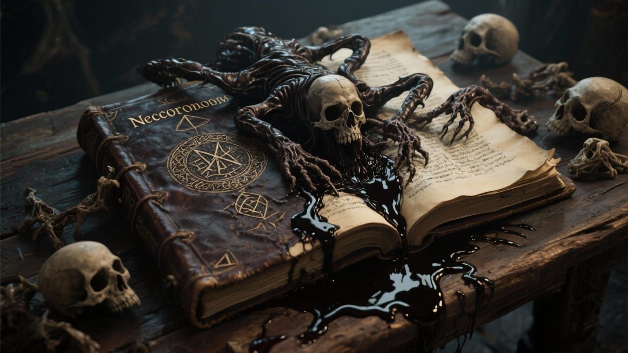 Ancient Necronomicon Unleashing Monstrous Creatures